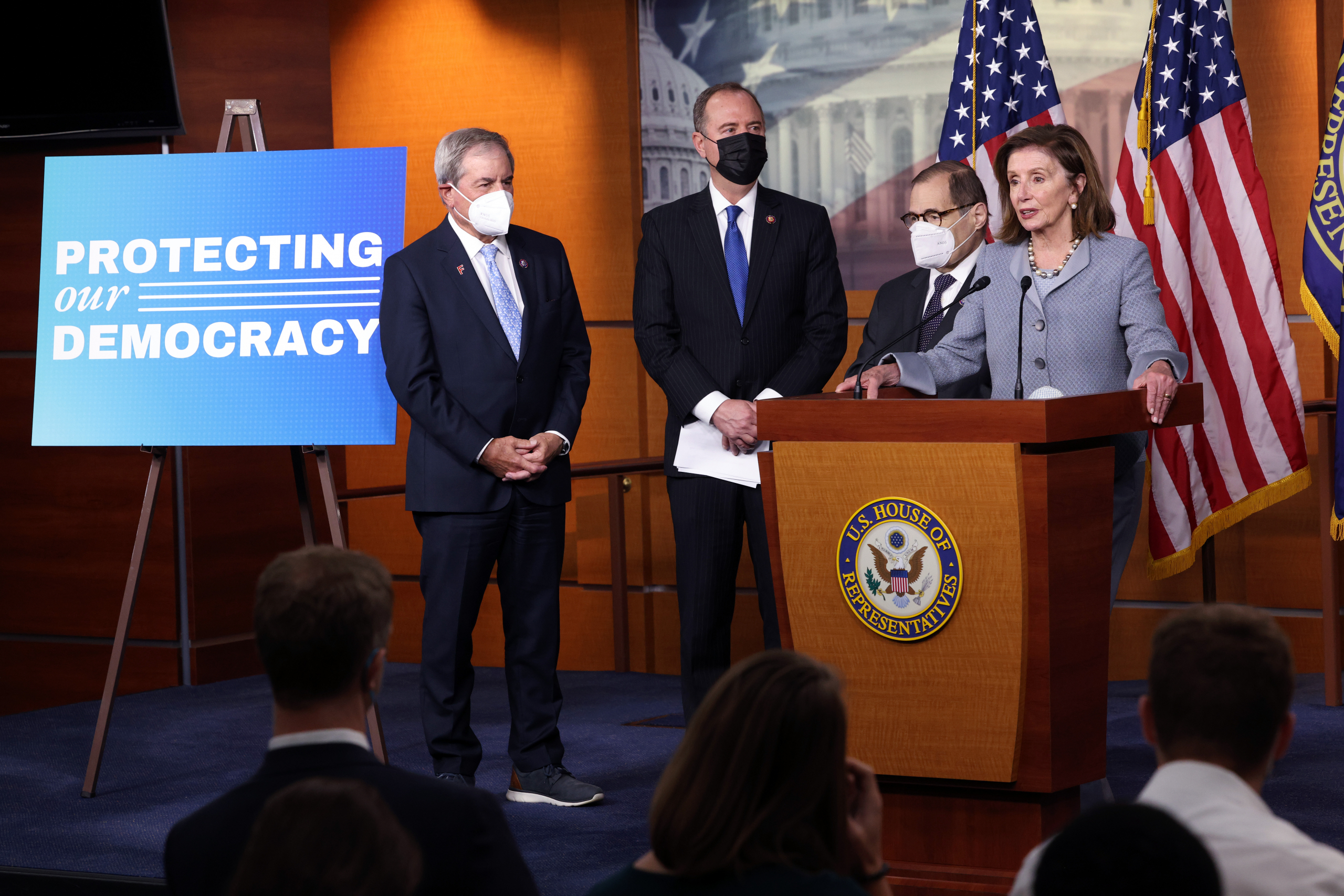 Speaker Pelosi Holds News Conference To Discuss Protecting Our Democracy Act