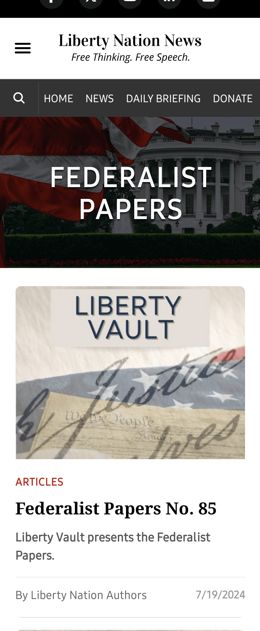 Liberty Nation app Liberty Vault screen