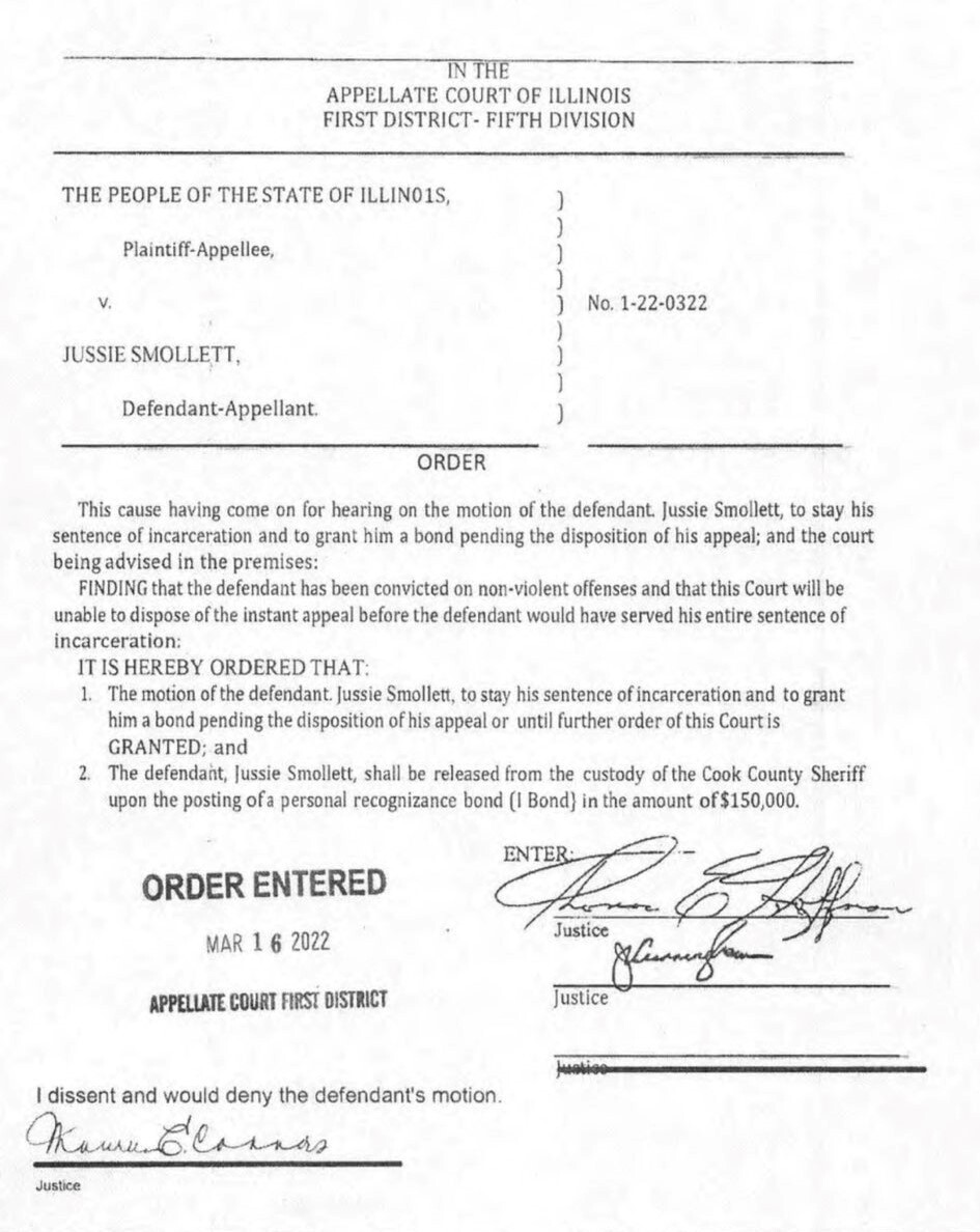 Smollette release order