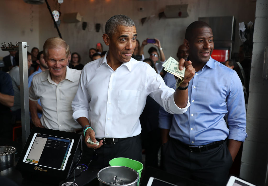 Former President Obama Campaigns For Florida Democrats Gillum And Nelson In Miami
