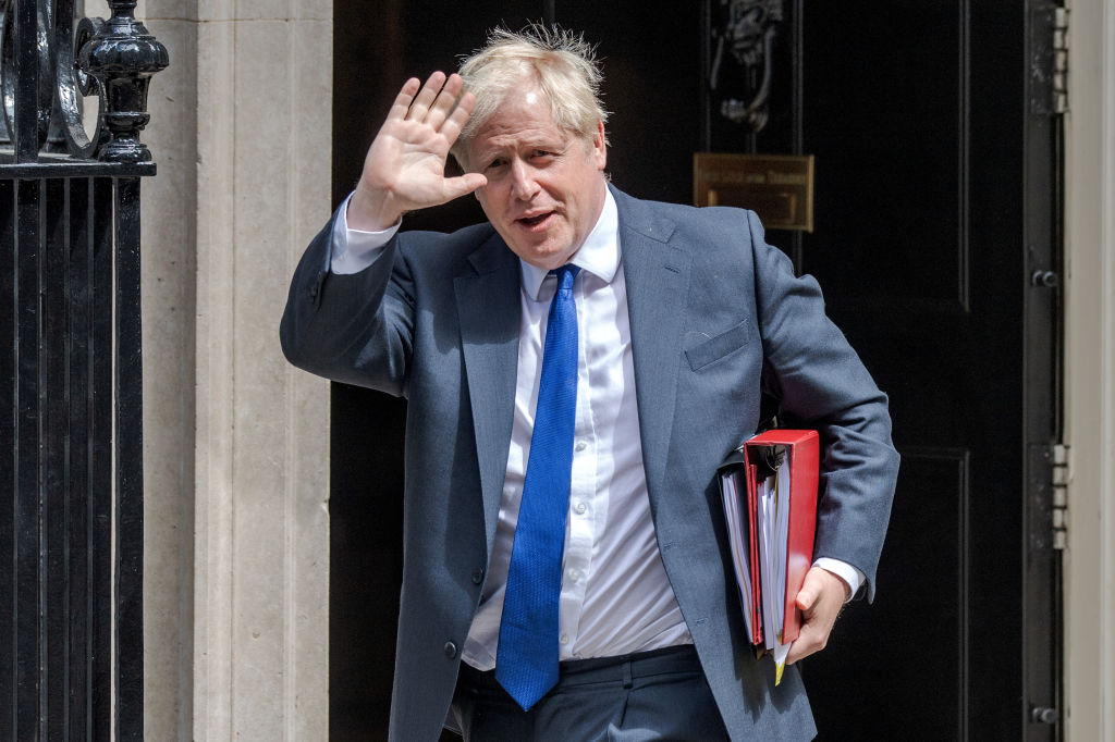 Boris Johnson Leaves Downing Street for PMQ