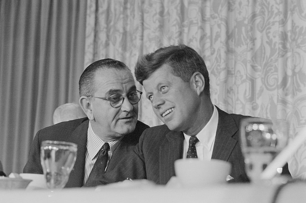 GettyImages-515488584 Lyndon B. Johnson and John F. Kennedy