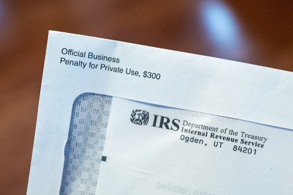 IRS Letter Close-up of letter with logo for Internal Revenue Service (IRS), Lafayette, California, November 2, 2025. (Photo by Smith Collection/Gado/Getty Images)